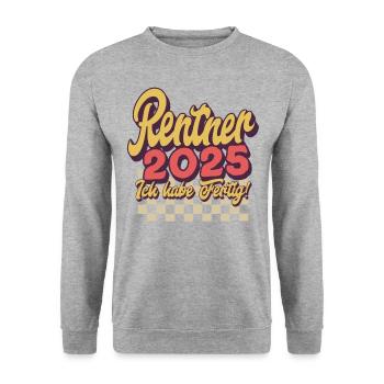 Rentner 2025 - Unisex Pullover - Weißgrau meliert - Vorne - Alina (178cm) & Michal (187cm)