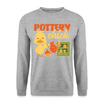Pottery Ceramics Artist Chicken - Unisex Pullover - Weißgrau meliert - Vorne - Alina (178cm) & Michal (187cm)