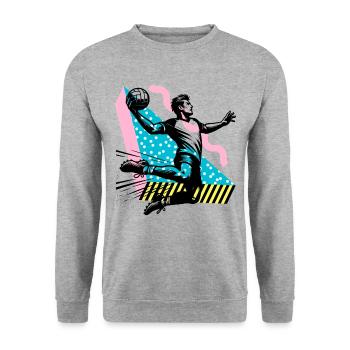 Handball Handballer - Unisex Pullover - Weißgrau meliert - Vorne - Alina (178cm) & Michal (187cm)