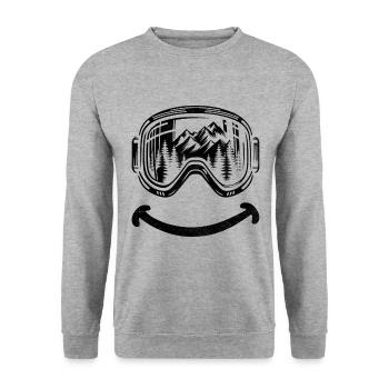 Ski Goggles Skier Skiing Winter Sports Skis - Unisex Sweatshirt - salt & pepper - Front - Alina (178cm) & Michal (187cm)