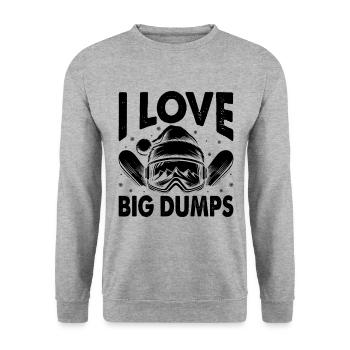 I Love Bid Dumps Skifahrer Skifahren Ski Winter Sport - Unisex Pullover - Weißgrau meliert - Vorne - Alina (178cm) & Michal (187cm)