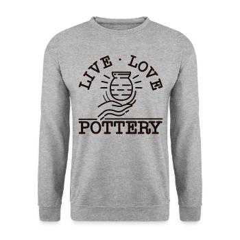 poterie céramique artiste fille en direct - Sweat-shirt Unisexe - gris chiné - Devant - Alina (178cm) & Michal (187cm)