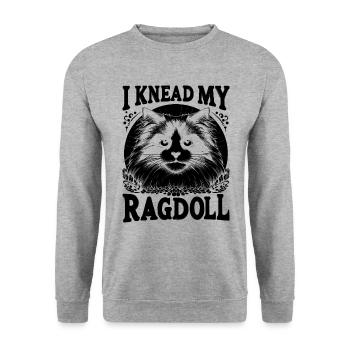 Ich knete meine Ragdoll Ragdolls Katzenliebhaber - Unisex Pullover - Weißgrau meliert - Vorne - Alina (178cm) & Michal (187cm)