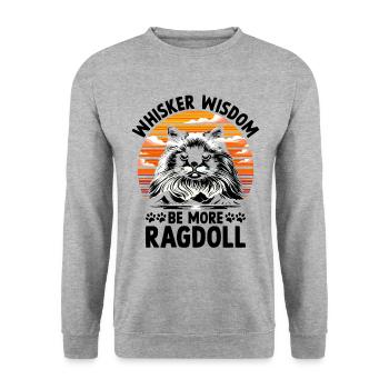 Whisker Wisdom Be More Ragdolls Ragdolls Katzenliebhaber - Unisex Pullover - Weißgrau meliert - Vorne - Alina (178cm) & Michal (187cm)