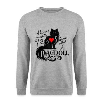 Une maison n’est pas une maison sans un amant de Ragdoll Ragd - Sweat-shirt Unisexe - gris chiné - Devant - Alina (178cm) & Michal (187cm)