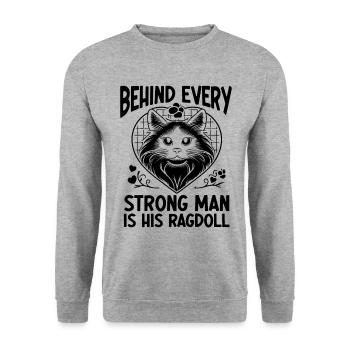 Derrière chaque homme fort se trouve son chat Ragdoll Lover R - Sweat-shirt Unisexe - gris chiné - Devant - Alina (178cm) & Michal (187cm)