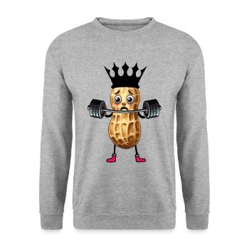 Peanut Weight Lifting Weights GYM Fitness - Unisex Sweatshirt - salt & pepper - Front - Alina (178cm) & Michal (187cm)