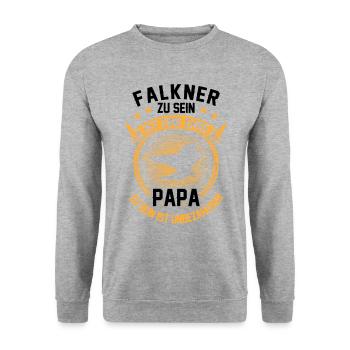 Falkner ist ein Ehre Beizjagd Falknerei - Unisex Pullover - Weißgrau meliert - Vorne - Alina (178cm) & Michal (187cm)