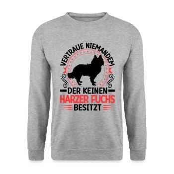 Harzer Fuchs Habe einen Altdeutscher Hütehund - Unisex Pullover - Weißgrau meliert - Vorne - Alina (178cm) & Michal (187cm)