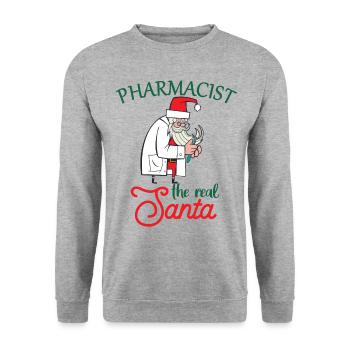 Apothecary the real Santa Christmas - Unisex Sweatshirt - salt & pepper - Front - Alina (178cm) & Michal (187cm)