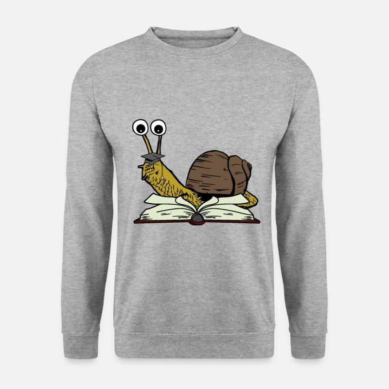 Schnecke Student studieren lernen Studium Abi - Unisex Pullover - Weißgrau meliert
