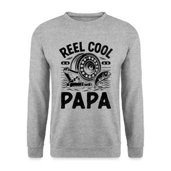 Reel Cool Papa Bass Fishing Angler Dad Fisherman A - Unisex Sweatshirt - salt & pepper - Front - Alina (178cm) & Michal (187cm)