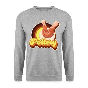 Pottery Ceramics Artist Retro 70s - Unisex Pullover - Weißgrau meliert - Vorne - Alina (178cm) & Michal (187cm)