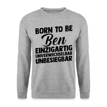 Vorname Ben - Unisex Pullover - Weißgrau meliert - Vorne - Alina (178cm) & Michal (187cm)