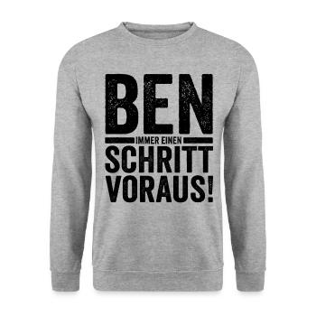 Vorname Ben - Unisex Pullover - Weißgrau meliert - Vorne - Alina (178cm) & Michal (187cm)