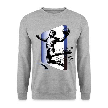 Handball Handballer - Unisex Pullover - Weißgrau meliert - Vorne - Alina (178cm) & Michal (187cm)