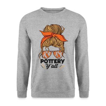 Pottery Ceramics Artist Girl - Unisex Pullover - Weißgrau meliert - Vorne - Alina (178cm) & Michal (187cm)