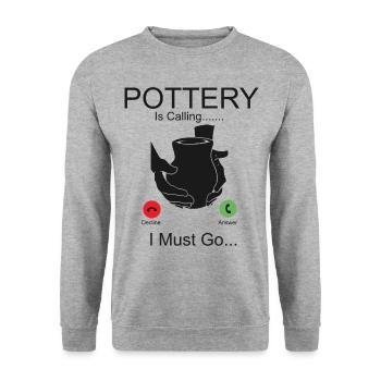 Pottery Ceramics Artist Phone - Unisex Sweatshirt - salt & pepper - Front - Alina (178cm) & Michal (187cm)