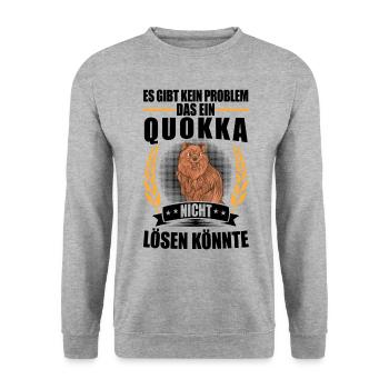 Quokka löst Probleme Beuteltier Quokka - Unisex Pullover - Weißgrau meliert - Vorne - Alina (178cm) & Michal (187cm)