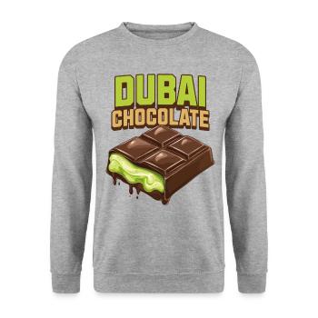 Dubaï Chocolat Pistaches Pistache Crème Chocolat - Sweat-shirt Unisexe - gris chiné - Devant - Alina (178cm) & Michal (187cm)