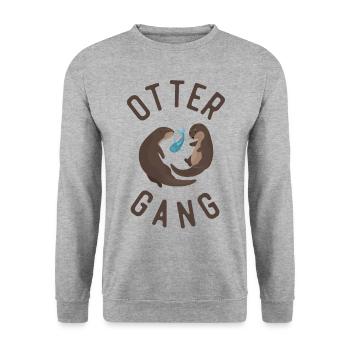 Otter Otter Gang - Unisex Pullover - Weißgrau meliert - Vorne - Alina (178cm) & Michal (187cm)