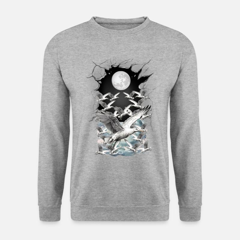 maritim Möwe Möwen - Unisex Pullover - Weißgrau meliert