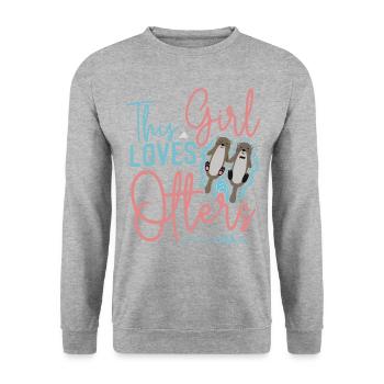 Otter Girl This Girl Loves Otters - Unisex Sweatshirt - salt & pepper - Front - Alina (178cm) & Michal (187cm)