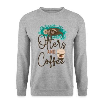 Otter Coffee Otters And Coffee - Unisex Sweatshirt - salt & pepper - Front - Alina (178cm) & Michal (187cm)