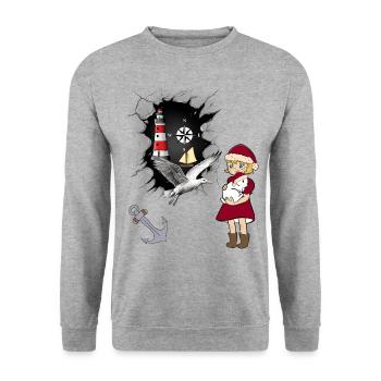 Maritime Saint-Nicolas Noël Marin Marin Enfant marin - Sweat-shirt Unisexe - gris chiné - Devant - Alina (178cm) & Michal (187cm)