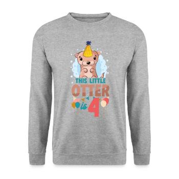 Anniversaire de la loutre Cette petite loutre - Sweat-shirt Unisexe - gris chiné - Devant - Alina (178cm) & Michal (187cm)