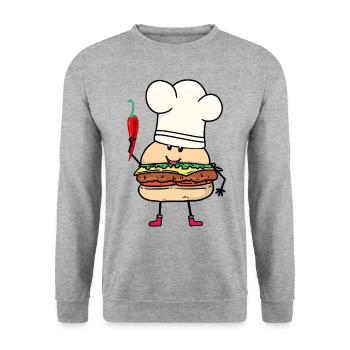 Chilli Cook Cooks Cook Burger Kitchen Cooking - Unisex Sweatshirt - salt & pepper - Front - Alina (178cm) & Michal (187cm)