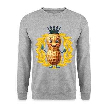 Erdnuss Sieger Gewinner Sieg Lorbeerkranz - Unisex Pullover - Weißgrau meliert - Vorne - Alina (178cm) & Michal (187cm)