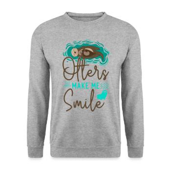 Otter Otters Make Me Smile - Unisex Sweatshirt - salt & pepper - Front - Alina (178cm) & Michal (187cm)