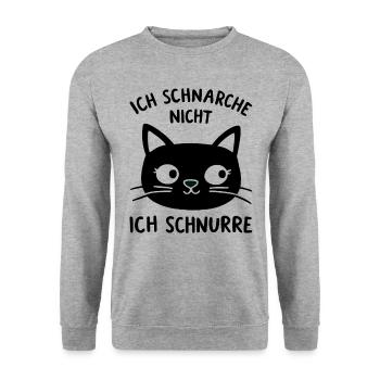 Sleep Shirt Pyjamas Cat Sleeping Snoring - Unisex Sweatshirt - salt & pepper - Front - Alina (178cm) & Michal (187cm)