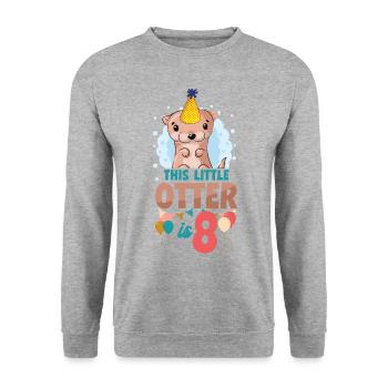 Anniversaire de la loutre Cette petite loutre - Sweat-shirt Unisexe - gris chiné - Devant - Alina (178cm) & Michal (187cm)