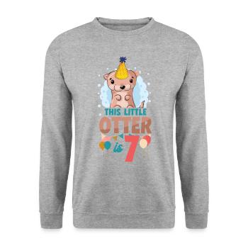 Anniversaire de la loutre Cette petite loutre - Sweat-shirt Unisexe - gris chiné - Devant - Alina (178cm) & Michal (187cm)