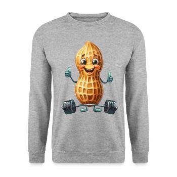 Peanut Bodybuilder Pouces vers le haut GYM Bodybuilder - Sweat-shirt Unisexe - gris chiné - Devant - Alina (178cm) & Michal (187cm)