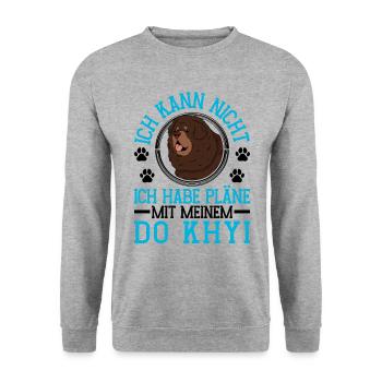Plans with Do Khyi Tibetan Mastiff Tibetan Mastiff - Unisex Sweatshirt - salt & pepper - Front - Alina (178cm) & Michal (187cm)
