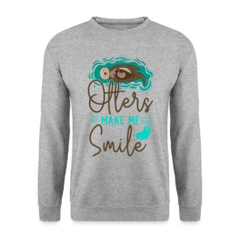 Otter Otters Make Me Smile - Unisex Sweatshirt - salt & pepper - Front - Alina (178cm) & Michal (187cm)