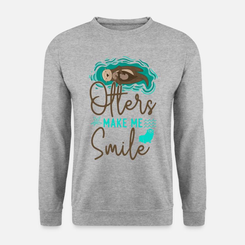 Otter Otters Make Me Smile - Unisex Pullover - Weißgrau meliert