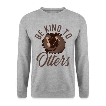 Otter Pun Be Kind To Otters - Unisex Sweatshirt - salt & pepper - Front - Alina (178cm) & Michal (187cm)