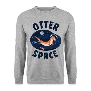 Otter Pun Astronaute des sciences de l’espace - Sweat-shirt Unisexe - gris chiné - Devant - Alina (178cm) & Michal (187cm)