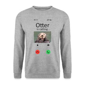 Otter Phone Display Otter Is - Unisex Sweatshirt - salt & pepper - Front - Alina (178cm) & Michal (187cm)