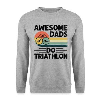 Super papas font du triathlon natation vélo course triathlète - Sweat-shirt Unisexe - gris chiné - Devant - Alina (178cm) & Michal (187cm)