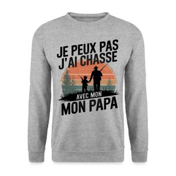 Je peux pas j'ai Chase Avec mon papa - Sweat-shirt Unisexe - gris chiné - Devant - Alina (178cm) & Michal (187cm)