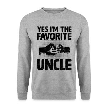 Ja, ich bin der Lieblingsonkel Familie Onkel Nichte Nep - Unisex Pullover - Weißgrau meliert - Vorne - Alina (178cm) & Michal (187cm)
