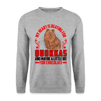 Herz schlägt für Quokka Beuteltier Quokka - Unisex Pullover - Weißgrau meliert - Vorne - Alina (178cm) & Michal (187cm)