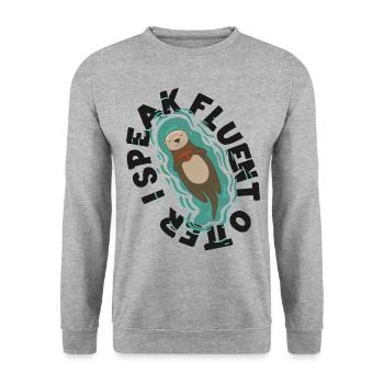 Loutre Je parle couramment Loutre - Sweat-shirt Unisexe - gris chiné - Devant - Alina (178cm) & Michal (187cm)