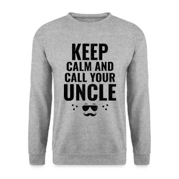 Bewahren Sie Ruhe und nennen Sie Ihren Onkel Familie Onkel Nichte - Unisex Pullover - Weißgrau meliert - Vorne - Alina (178cm) & Michal (187cm)