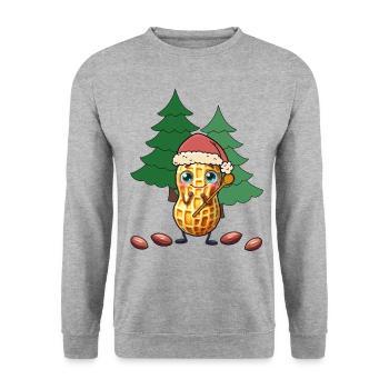 Erdnuss Weihnachten Christmas Nuss Nüsse Xmas - Unisex Pullover - Weißgrau meliert - Vorne - Alina (178cm) & Michal (187cm)